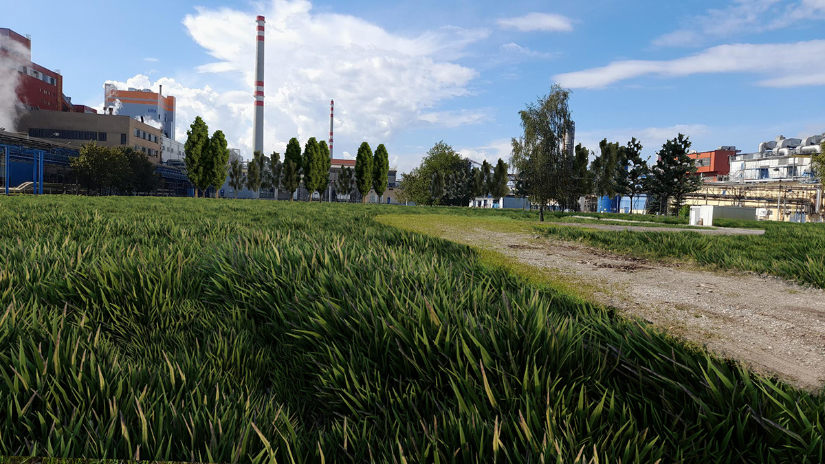 Orchard areas of the Štětí paper mill complex, vizualization | Garden Up